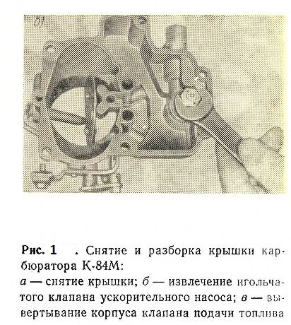 Снятие и разборка крышки карбюратора К-84М